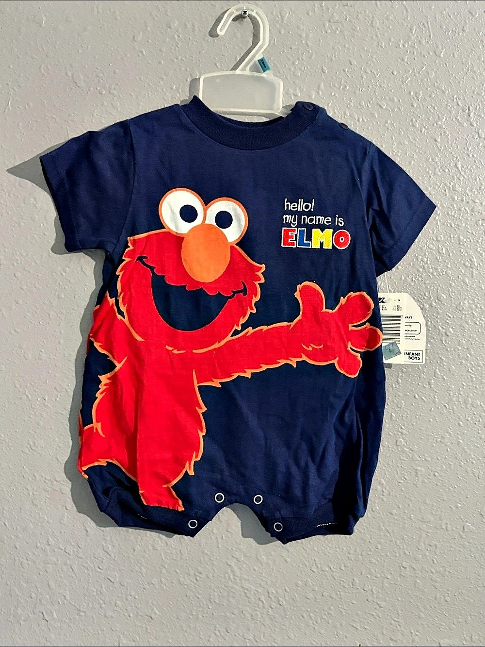 Vintage Sesame Street Elmo Graphic Romper Baby 12M NWT